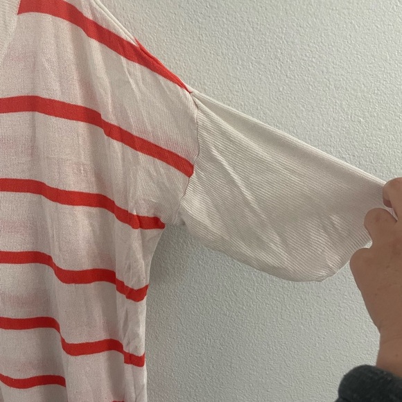 Lane Bryant Silk Blend Orange and White Striped V-Neck Top Size 14-16 - Picture 4 of 5